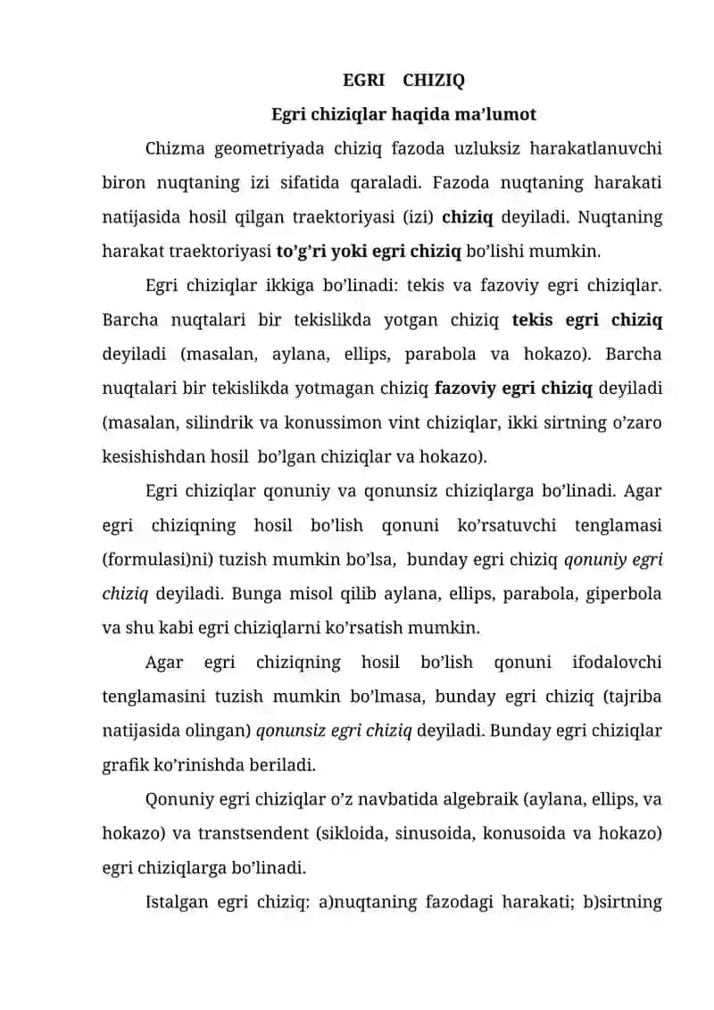 Egri chiziqli harakat 2