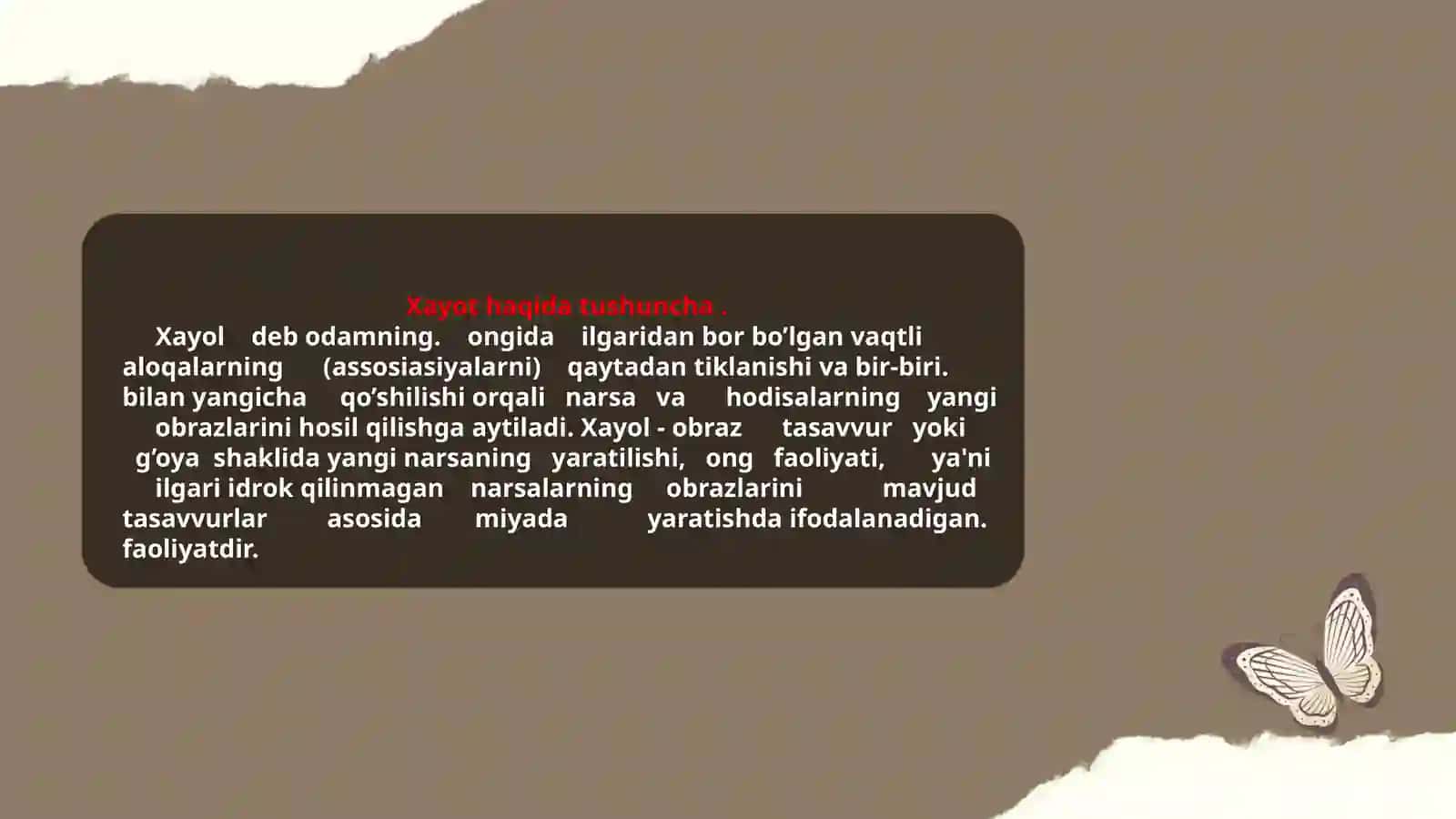 #Xayol haqida tushuncha. Xayol jarayonlari 2