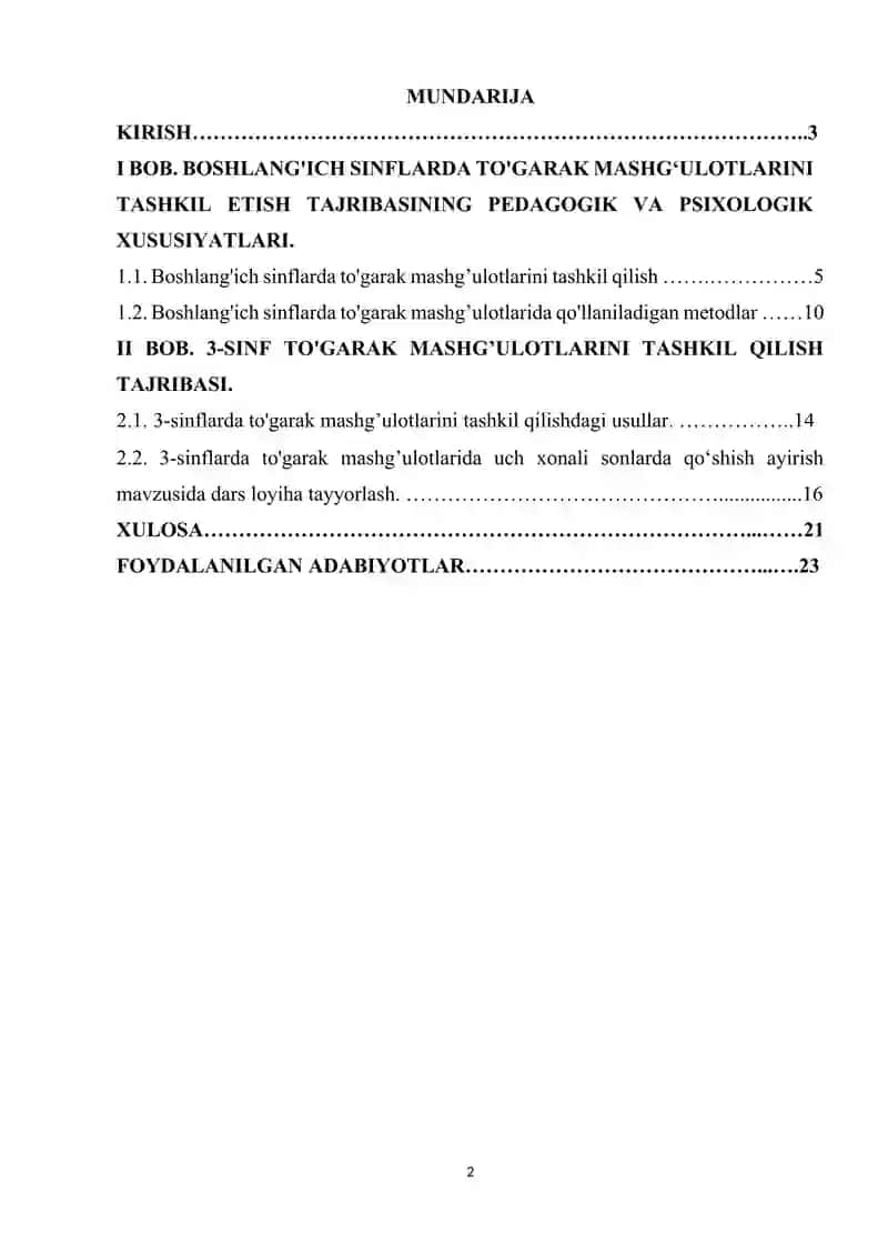 3-SINFDA TO'GARAK MASHG’ULOTLARINI TASHKIL ETISH TAJRIBASI 2