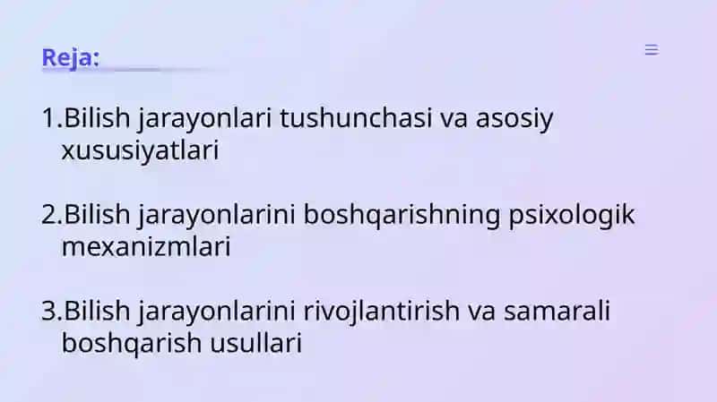 Bilish jarayonlari va ularni boshqarish 2