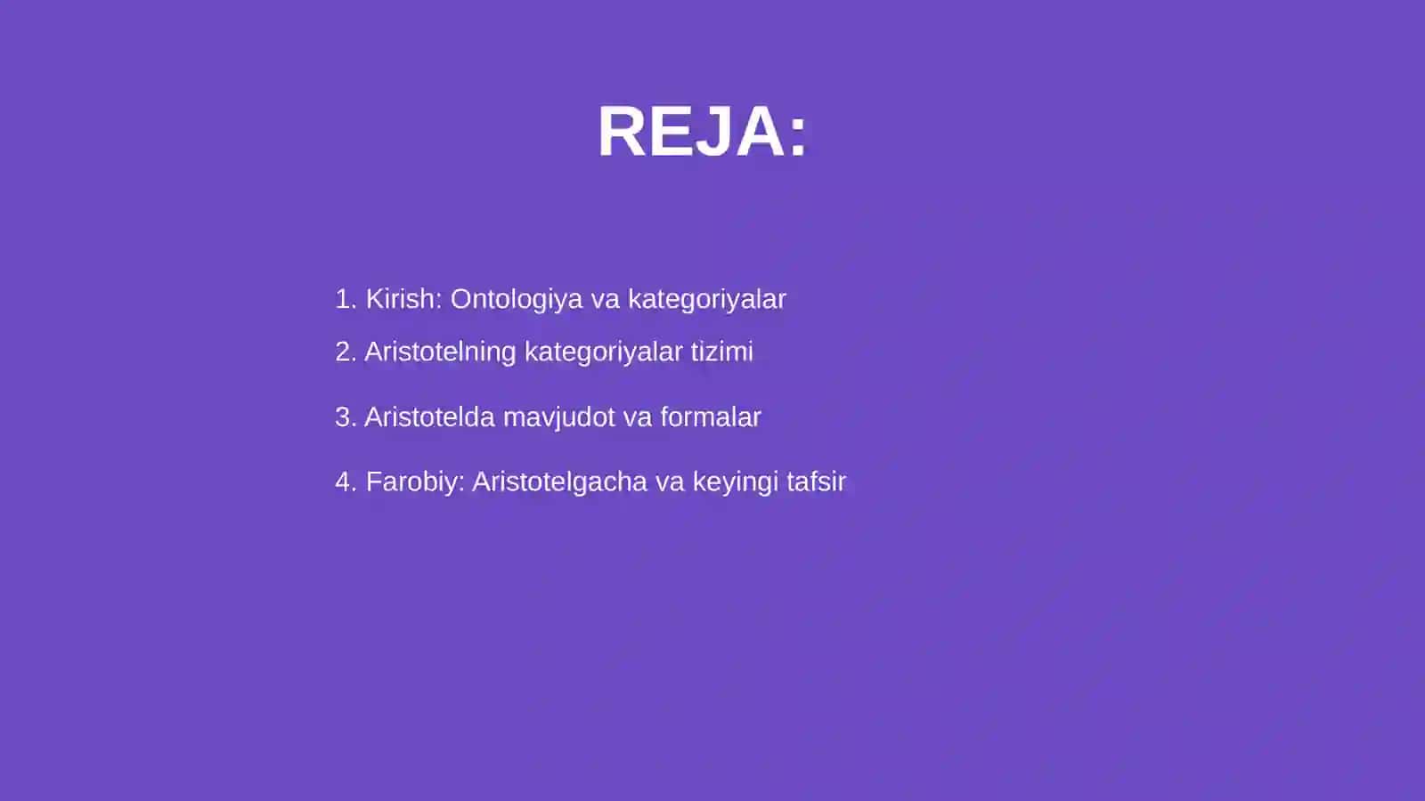 Aristotel, Farobiy, Kant ontologiyasida kategoriyalar tasnifi 2