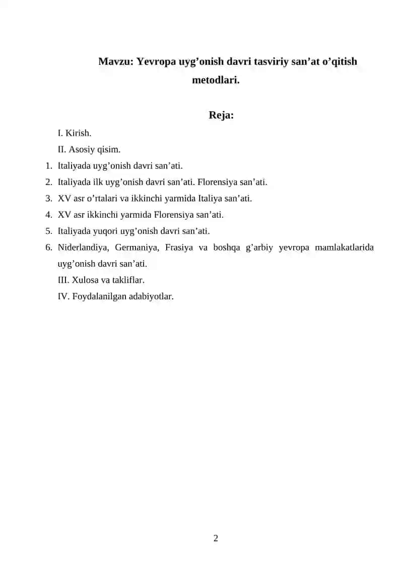 Yevropa uyg’onish davri tasviriy san’at o’qitish metodlari 2