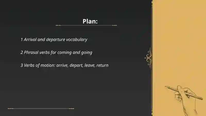 Arrival and Departure Vocabulary 2