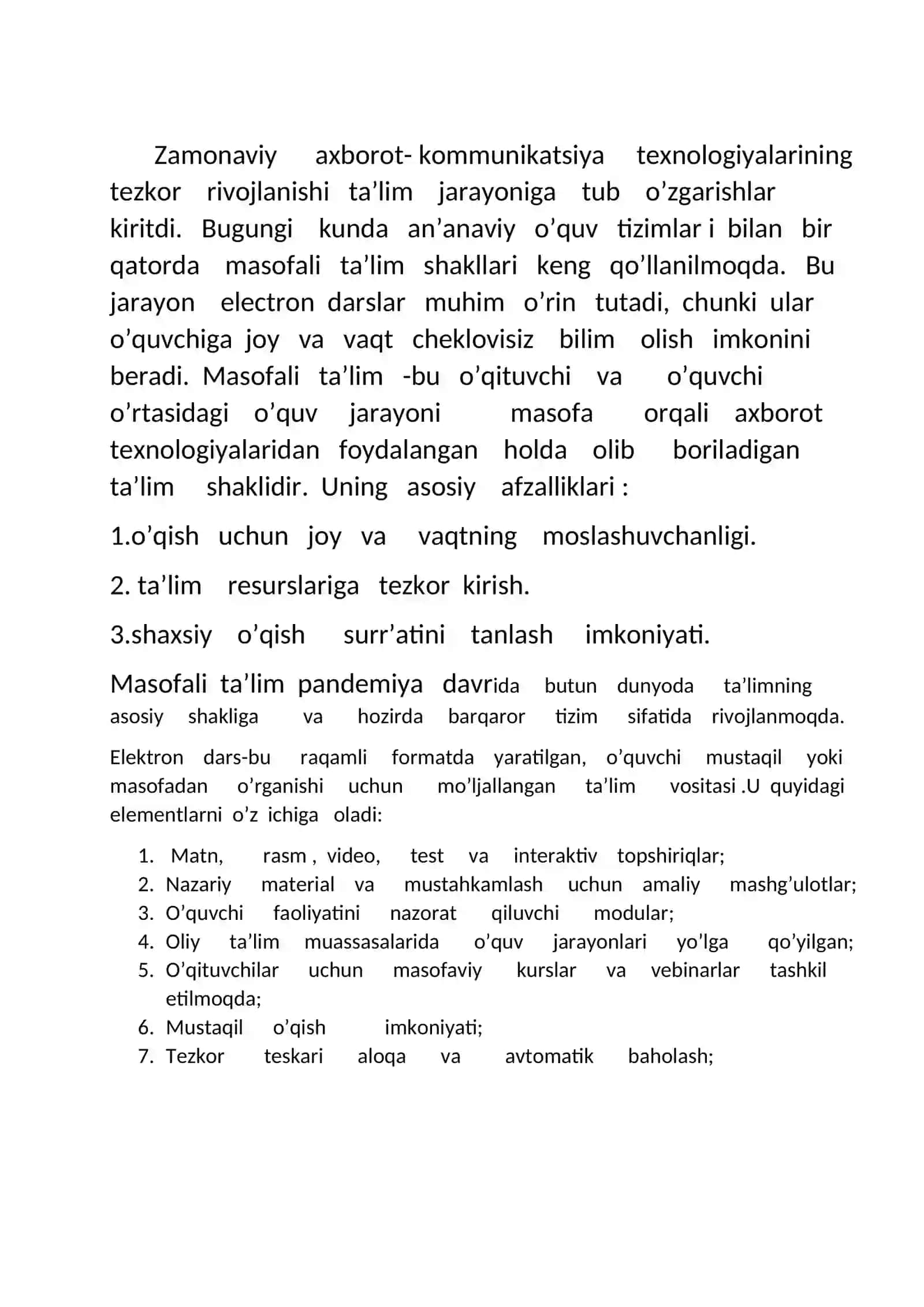 Masofali ta’lim uchun electron darslar 2