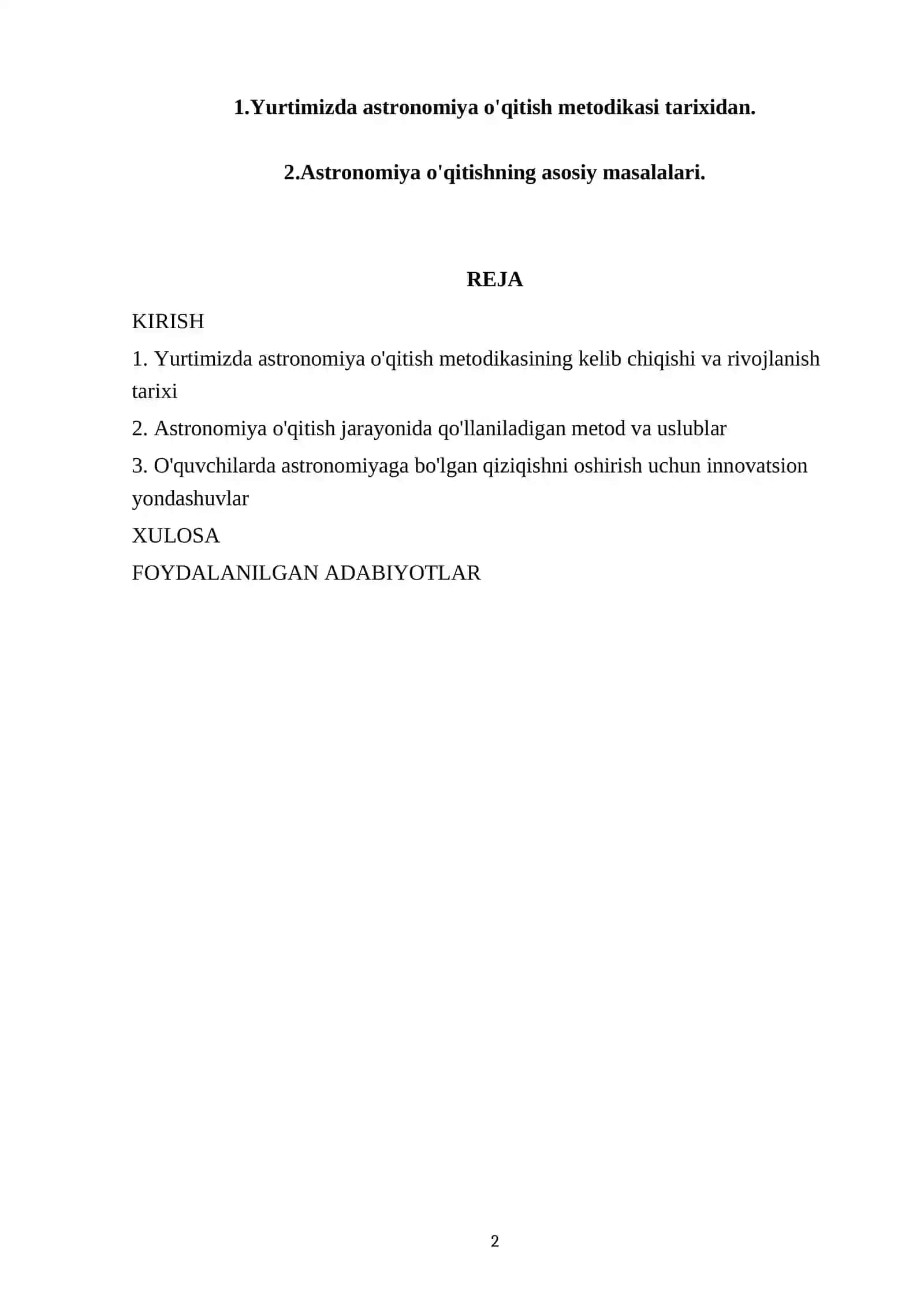 Astronomiya o'qitish metodikasi 2