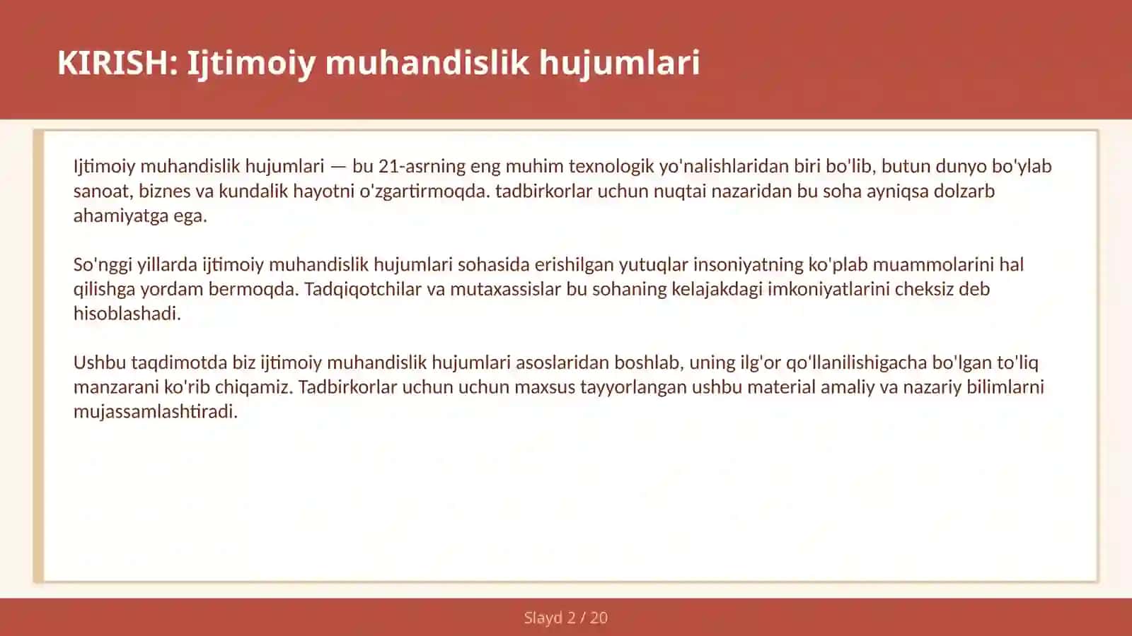 IJTIMOIY MUHANDISLIK HUJUMLARI 2