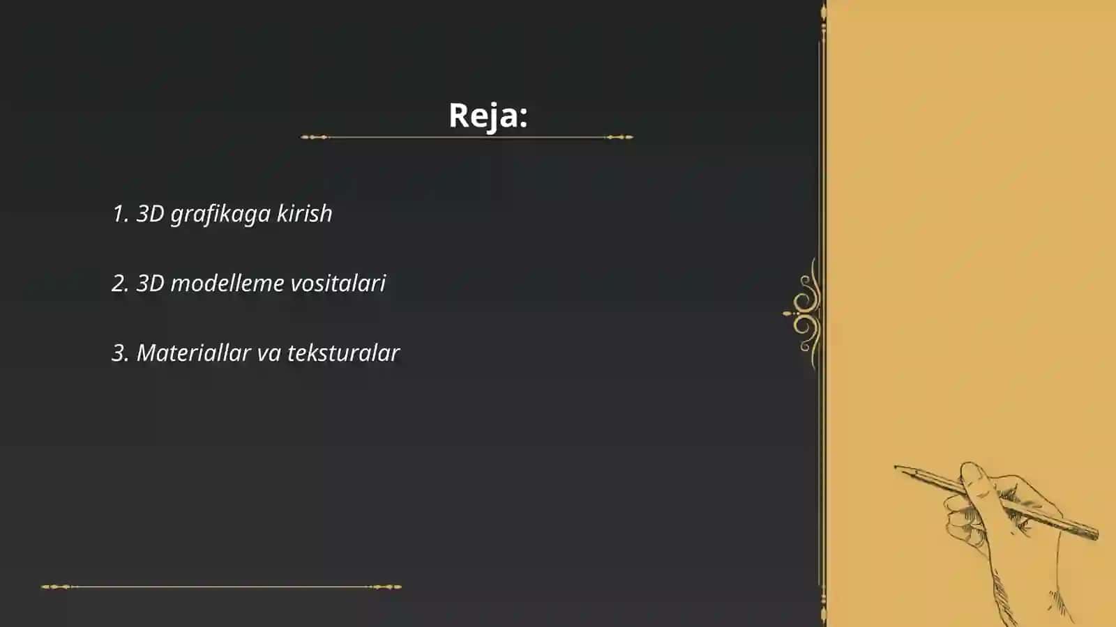 3 o’lchovli grafika imkoniyatlarini loyihalashda qo’llash texnologiyalari 2