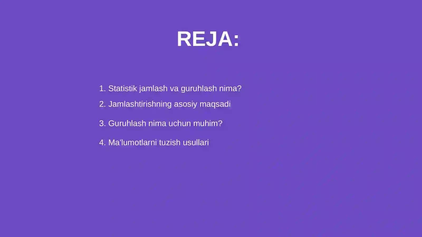 Statistik jamlash va guruhlash 2
