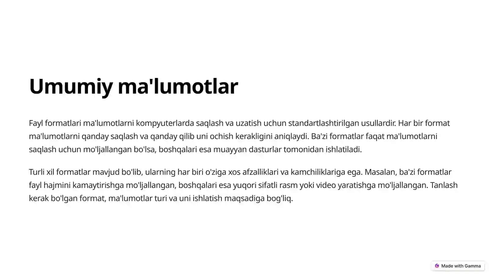 Maxsus belgilash formatlari 2