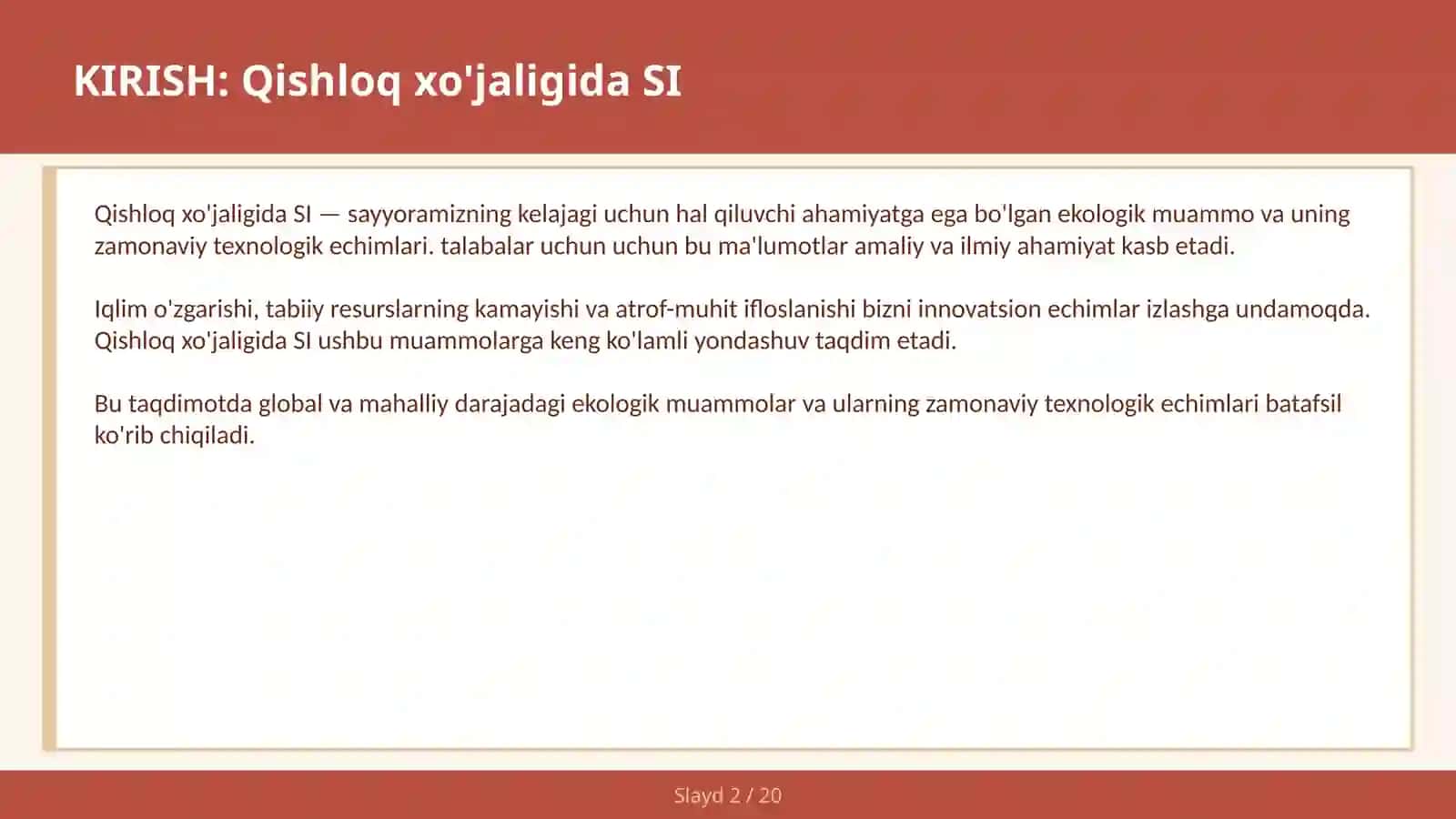 Qishloq xo'jaligida SI 2