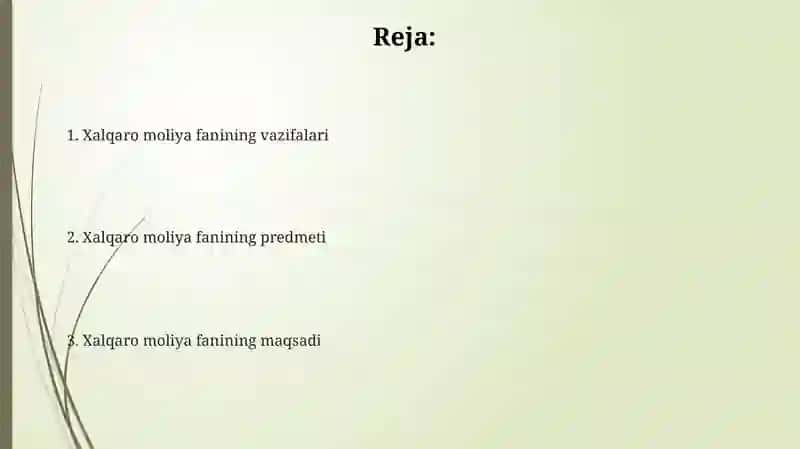 Xalqaro moliya fanining predmeti 2