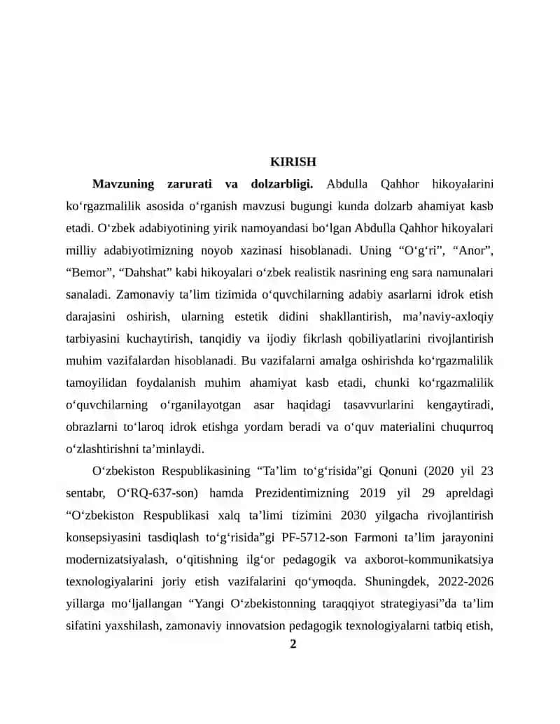 Abdulla Qahhor hikoyalarini koʻrgazmalilik asosida oʻrganish 2