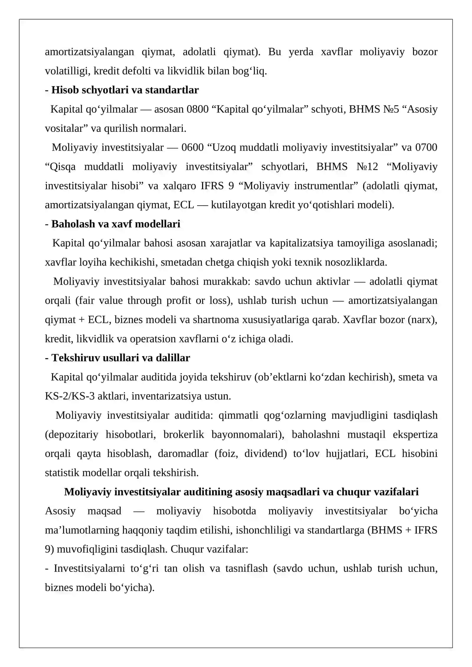 Moliyaviy investitsiyalar auditi 2