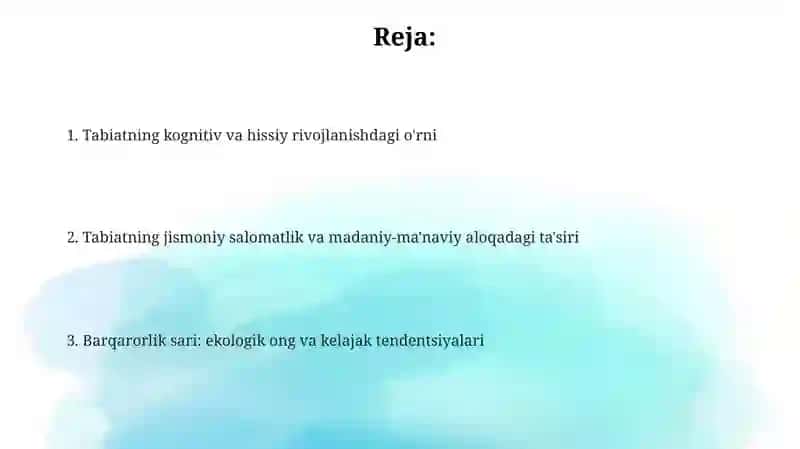 Tabiatning Insonrivojlanishi 2