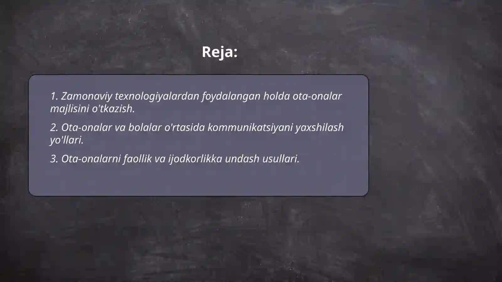 Ota-onalar majlisini kreativ o'tkazish 2