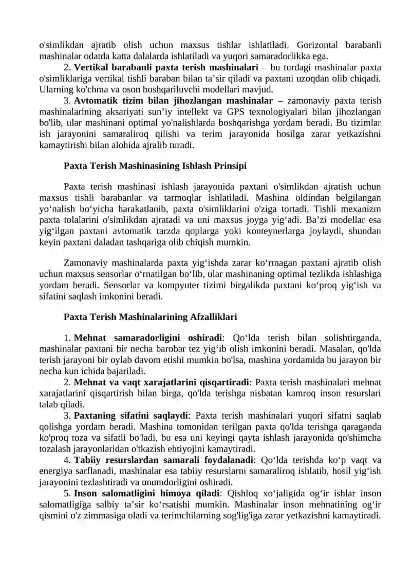 Paxta terish mashinasi 2