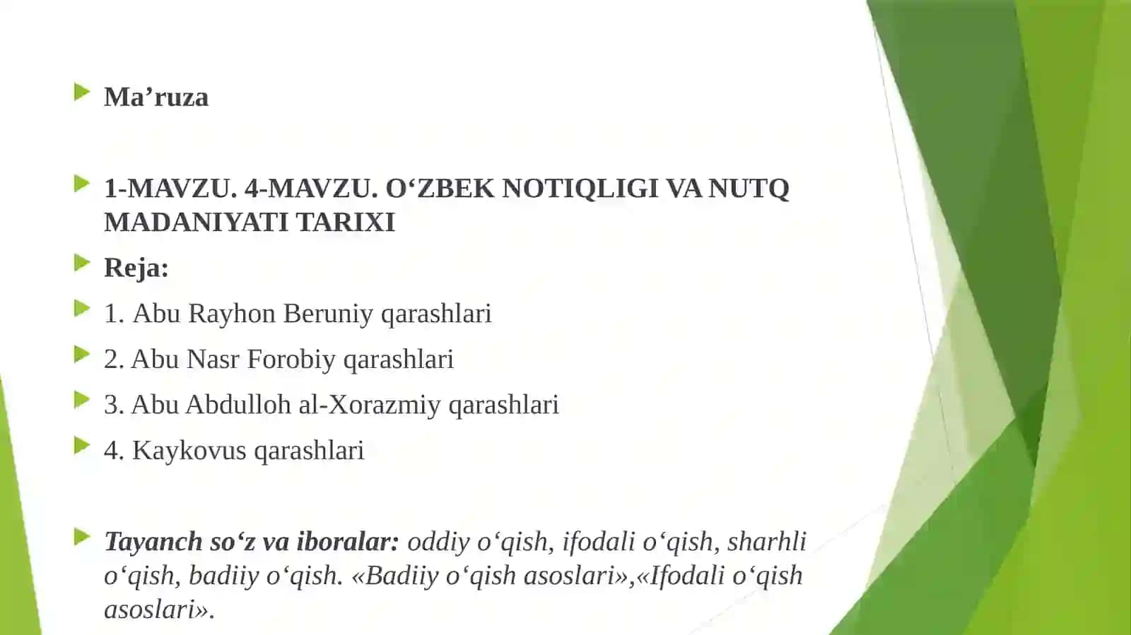 O‘ZBEK NOTIQLIGI VA NUTQ MADANIYATI TARIXI 2