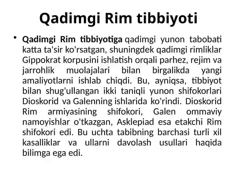 Qadimgi Rim va Gretsiya dajarro xusullari 2