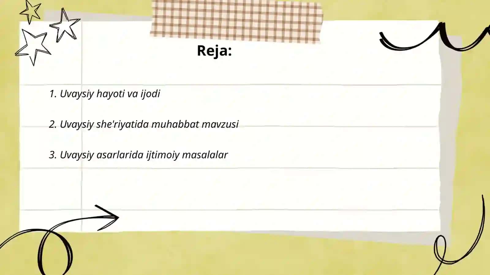 Uvaysiy she'riy asarlari ustida ishlash 2