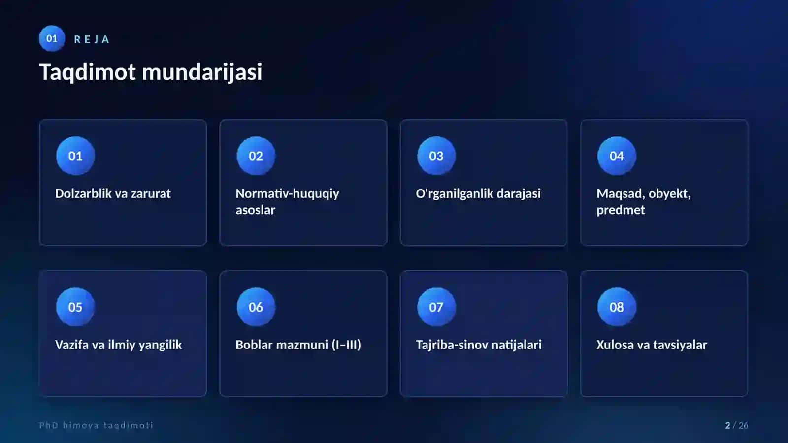 phd taqdimot shabloni premium moviy uslubda 2