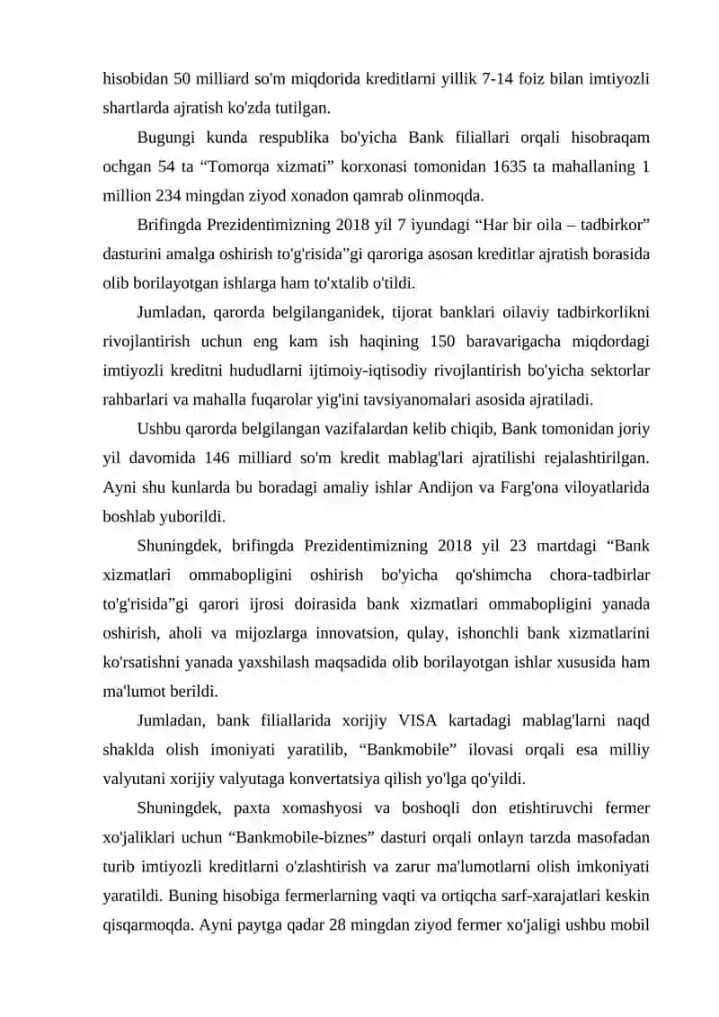 Bank amaliyot hisoboti 2