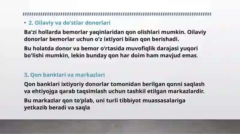 Donorqonini olish asosiy manbalari 2