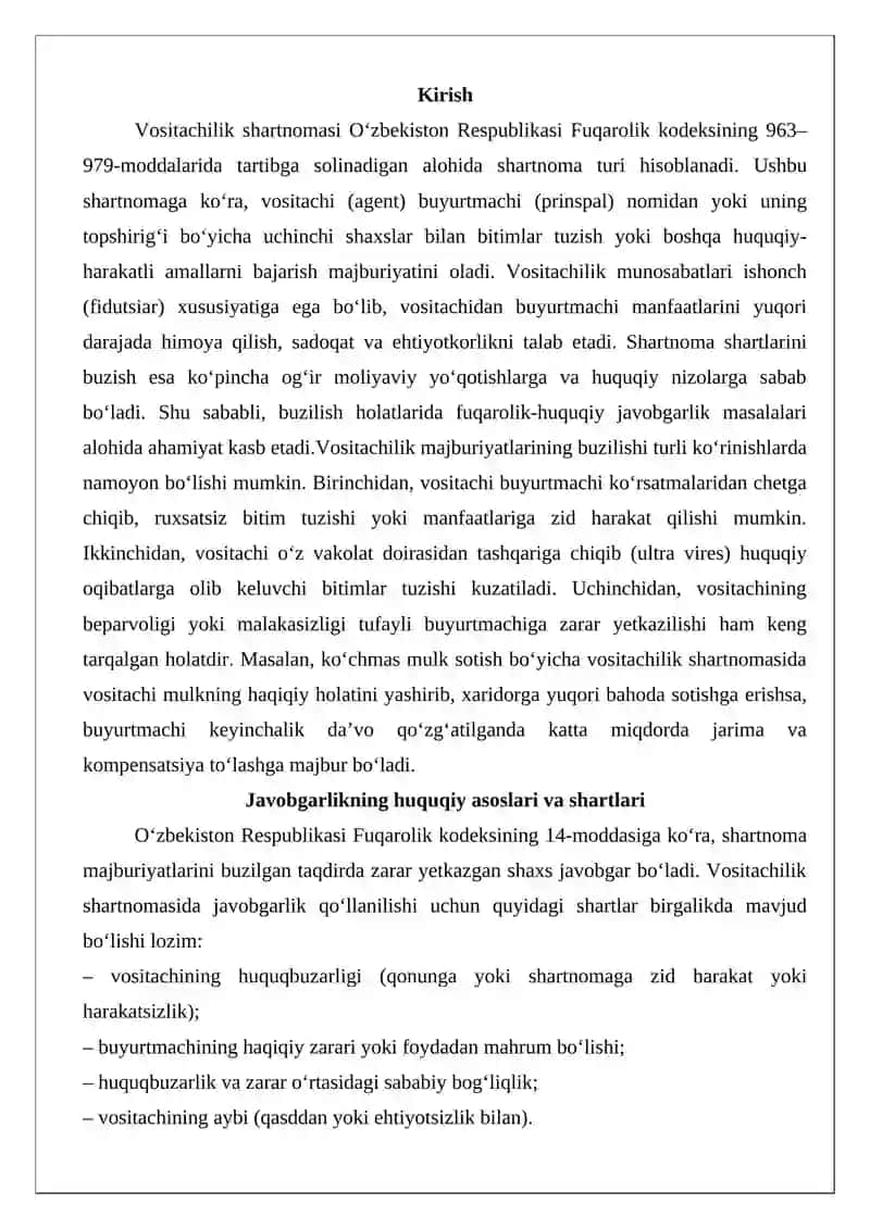 Vositachilik shartnomasi 2
