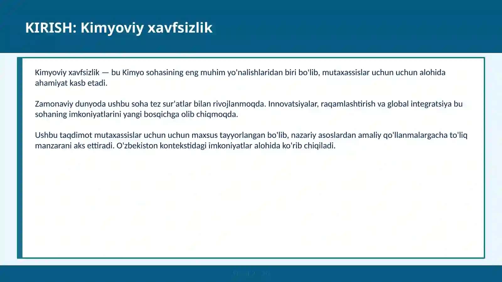 Kimyoviy xavfsizlik 2