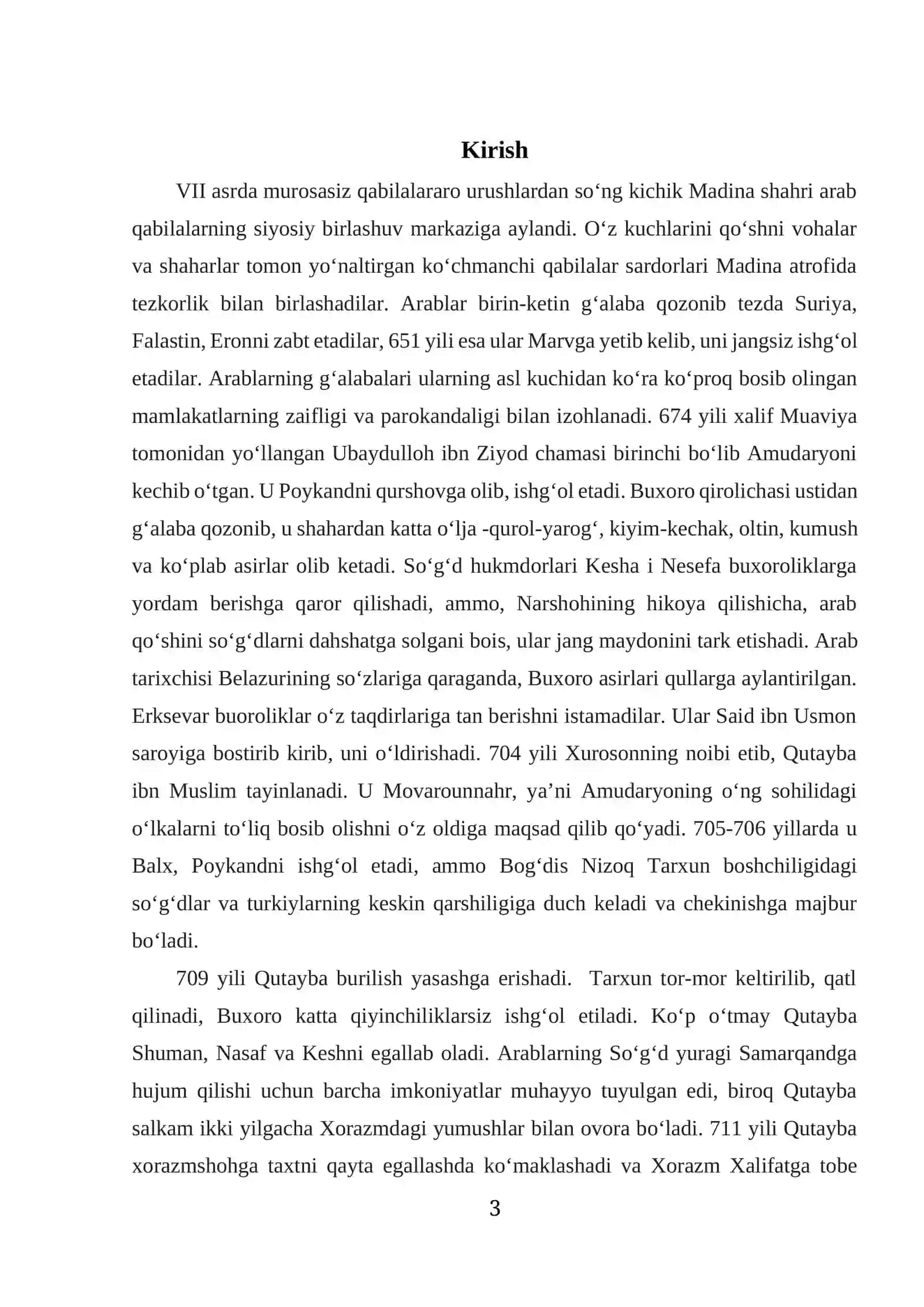Arablar O'rta Osiyoni fath qilish harakatlari 2