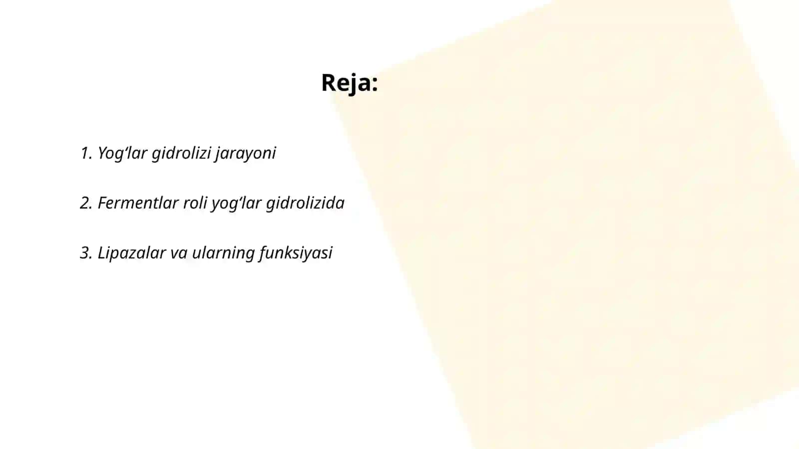 Yogʻlar gidrolizida ishtirok etuvchi fermentlar 2