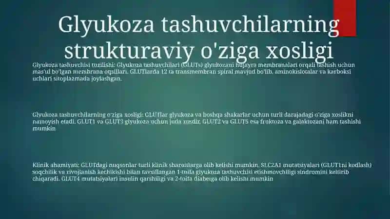 Glyukoza tashuvchilarning Tuzulishi 2