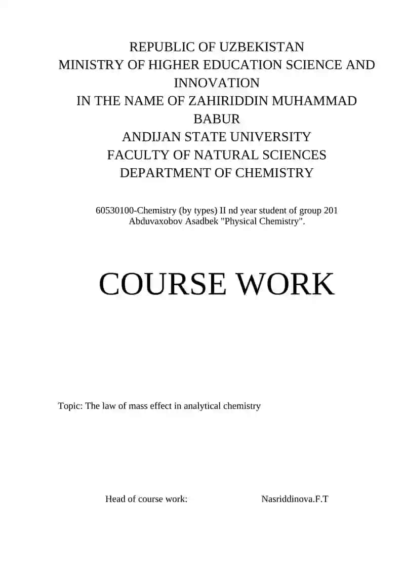 Analitik kimyoda massalar tasiri qonuni 2