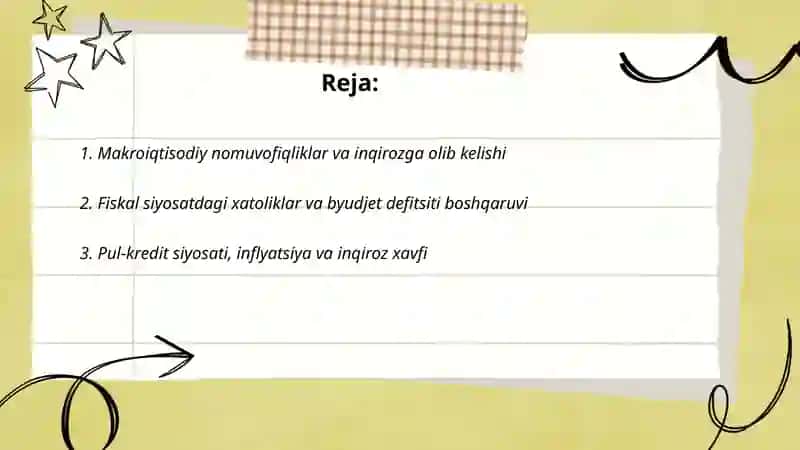Makroiqtisodiy nomuvofiqliklar va inqirozga olib kelishi 2