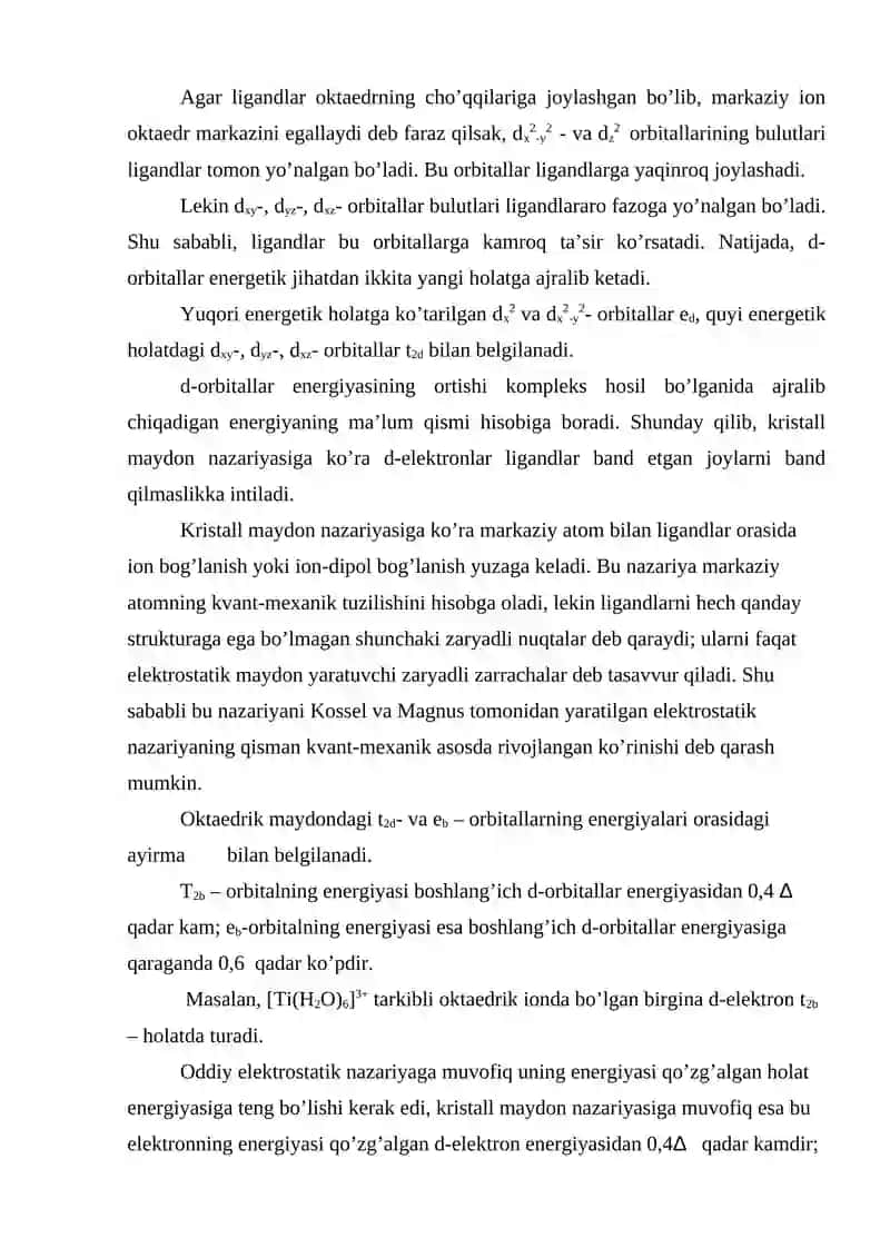 Kristall maydon nazariyasi 2