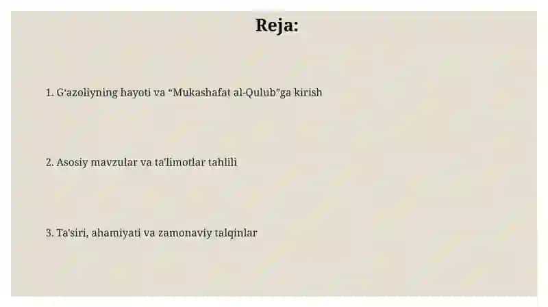 Abu homid gazzoliyning "mukoshafatul qulub" 2