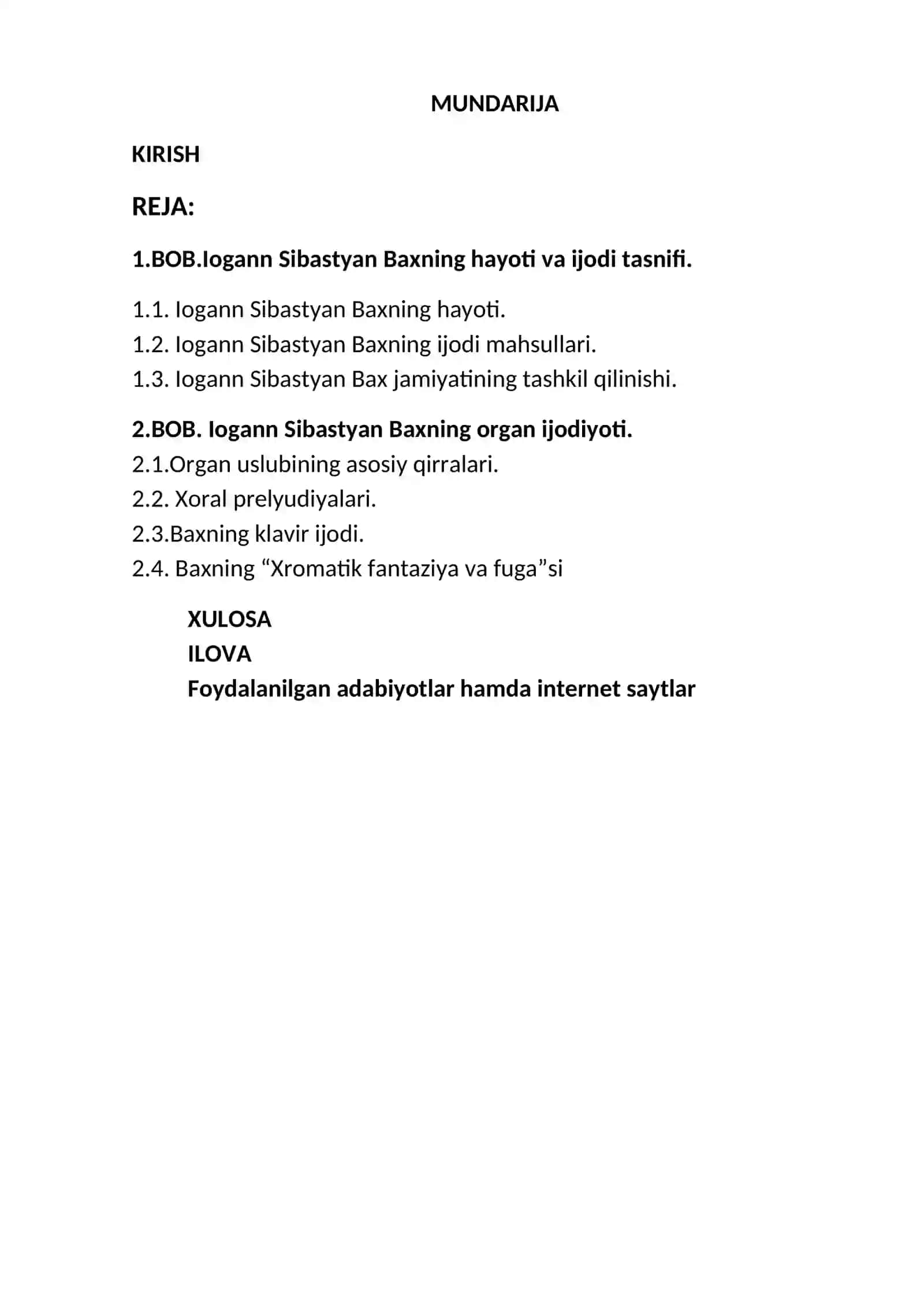 Iogann Sibastyan Baxning organ ijodi 2