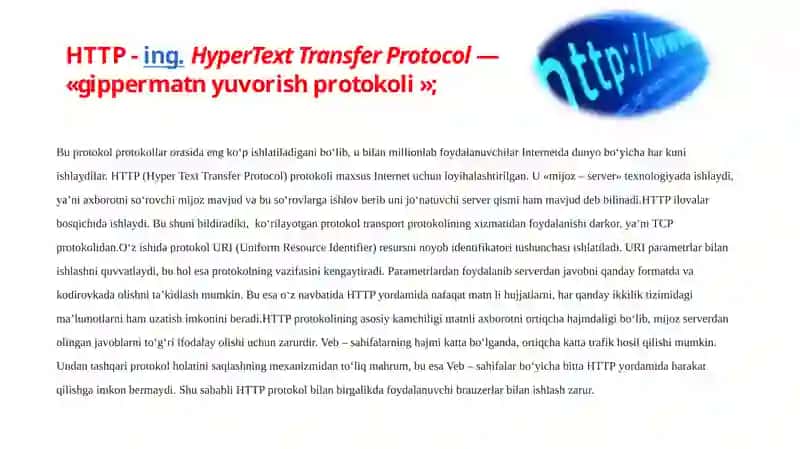 Kompyuter ma'lumotlarining uzatilish protokollari 2
