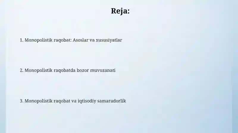 Monopolistik raqobati va oligapoliya 2