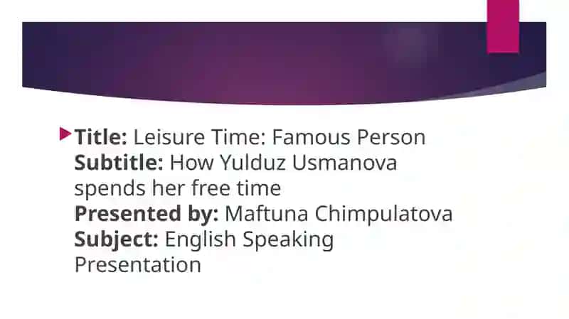 Leasure time Yulduz Usmonova 2