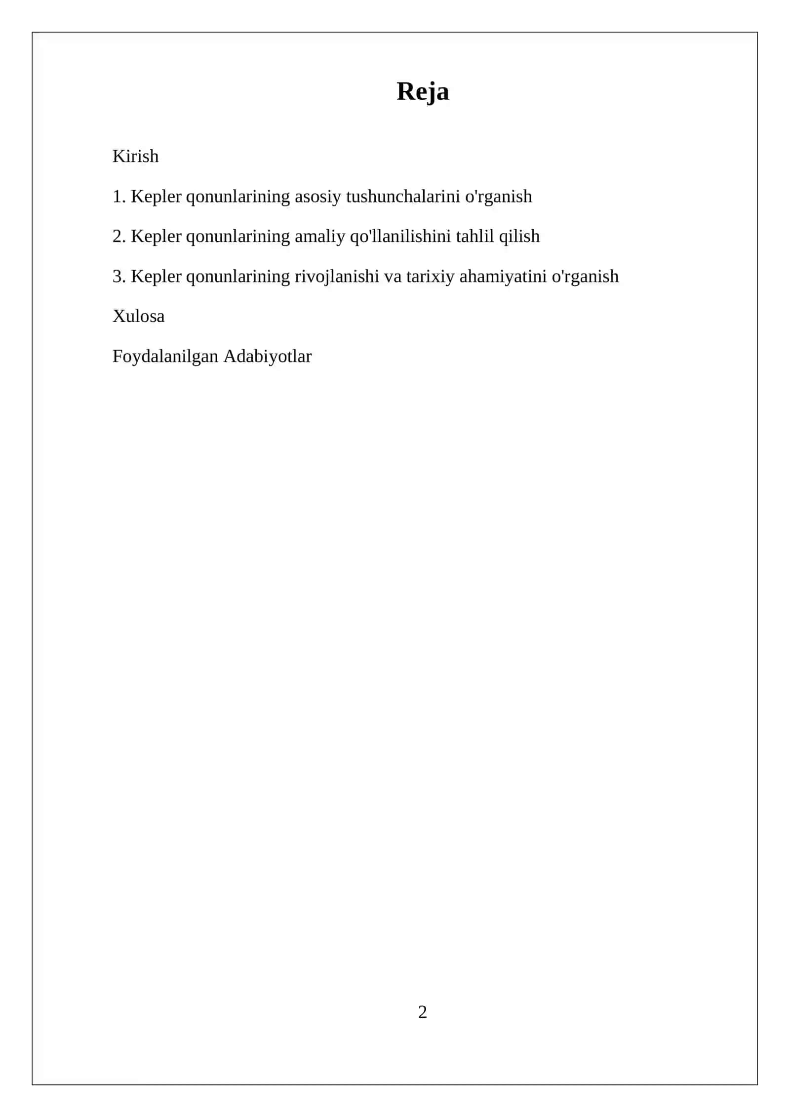 Kepler qonunlari 2