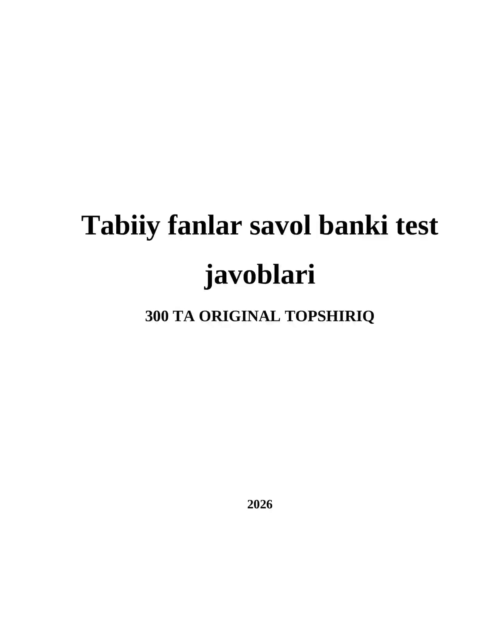 Tabiiy fanlar savol banki test javoblari 2