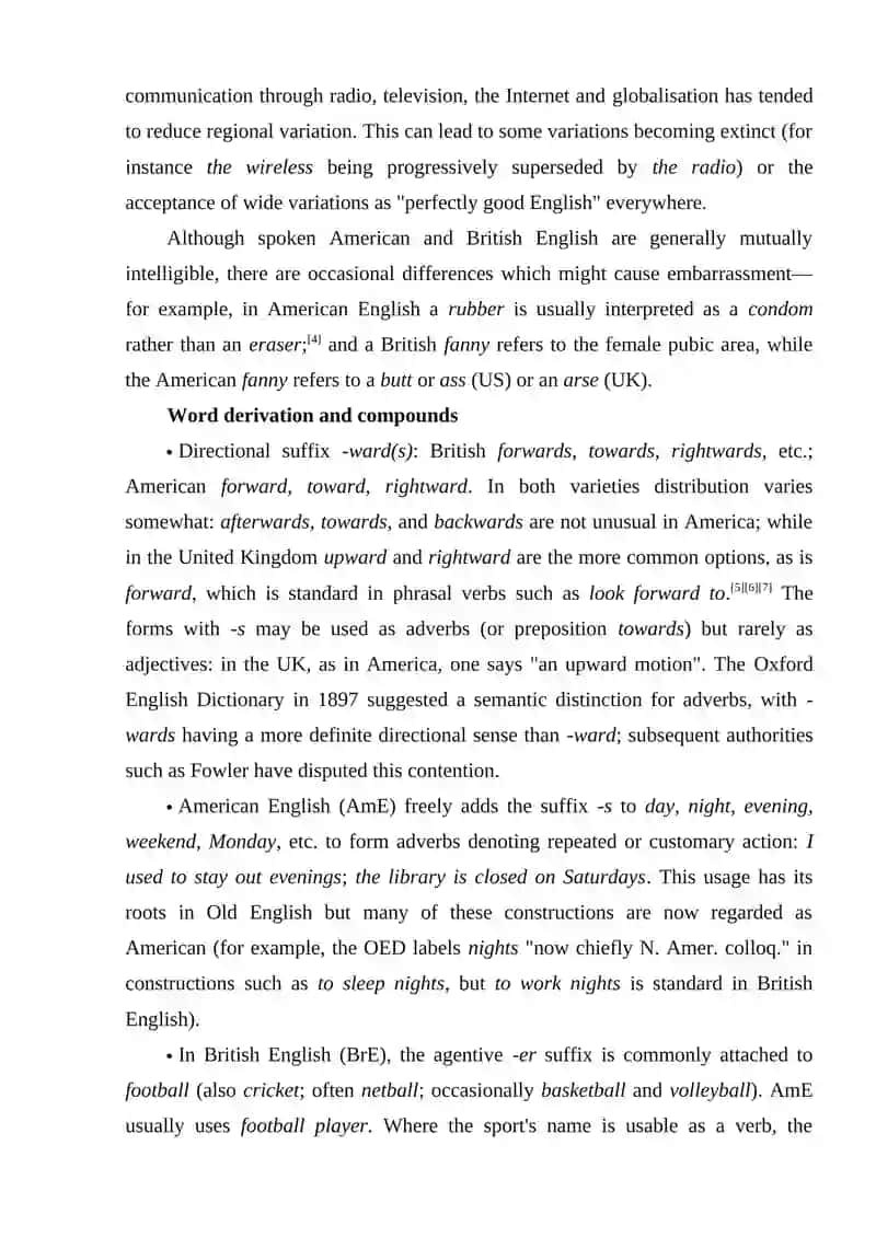 Difference of British and American English 2