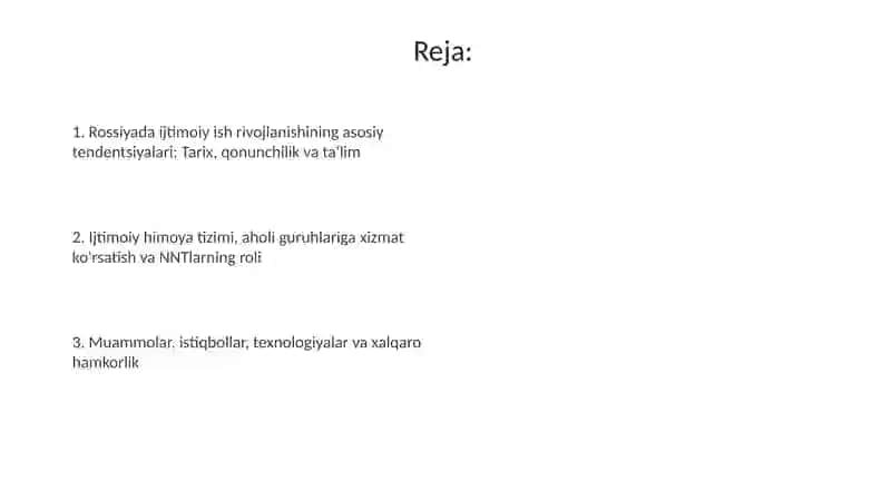 Rossiyada ijtimoiy ishning rivojlanishidagi asosiy tendensiyalar 2