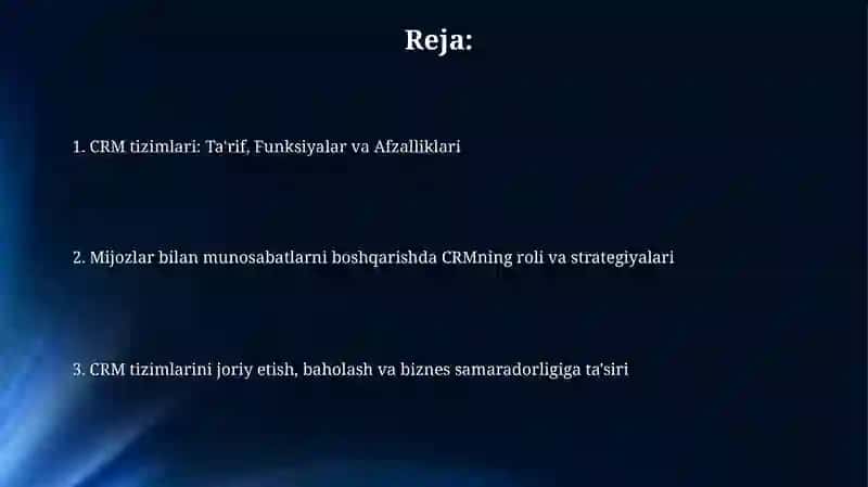 CRM tizimlari va mijozlar bilan ishlashda ularning roʻli 2