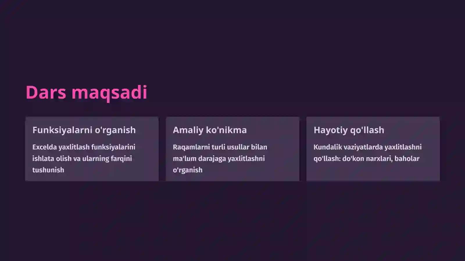 Yaxlitlash funksiyalari 2
