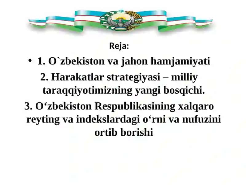 O‘zbekiston va Jahon Hamjamiyati 2