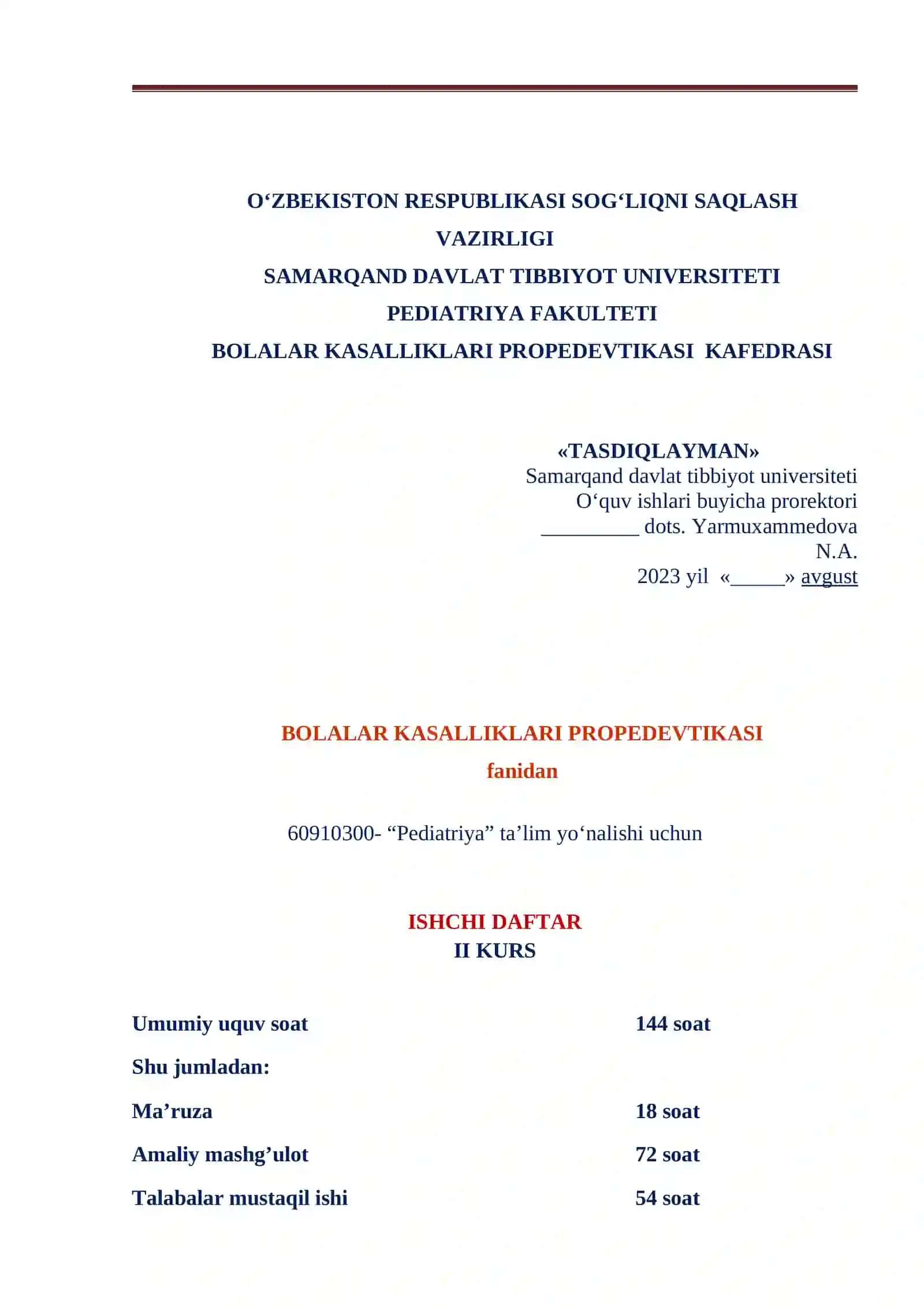 BOLALAR KASALLIKLARI PROPEDEVTIKASI 2