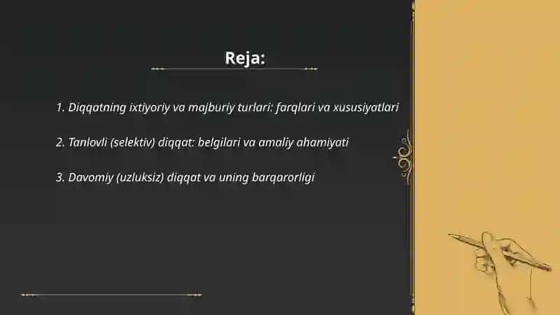 Diqqat turlari va uning xususiyatlari 2