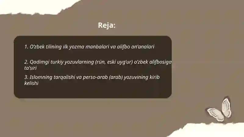 Oʻzbek tilining ilk yozma manbalari va alifbo anʼanalari 2