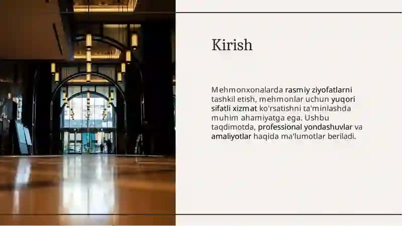 Mehmonxonalarda Rasmiy Ziyofatlarni Tashkil Etish 2